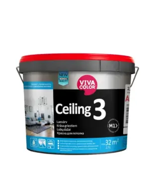 Viva Color Ceiling 3 – Pilnīgi Matēta Griestu Krāsa ar Teicamu Segtspēju, Viegli Klājama un Ekoloģiska