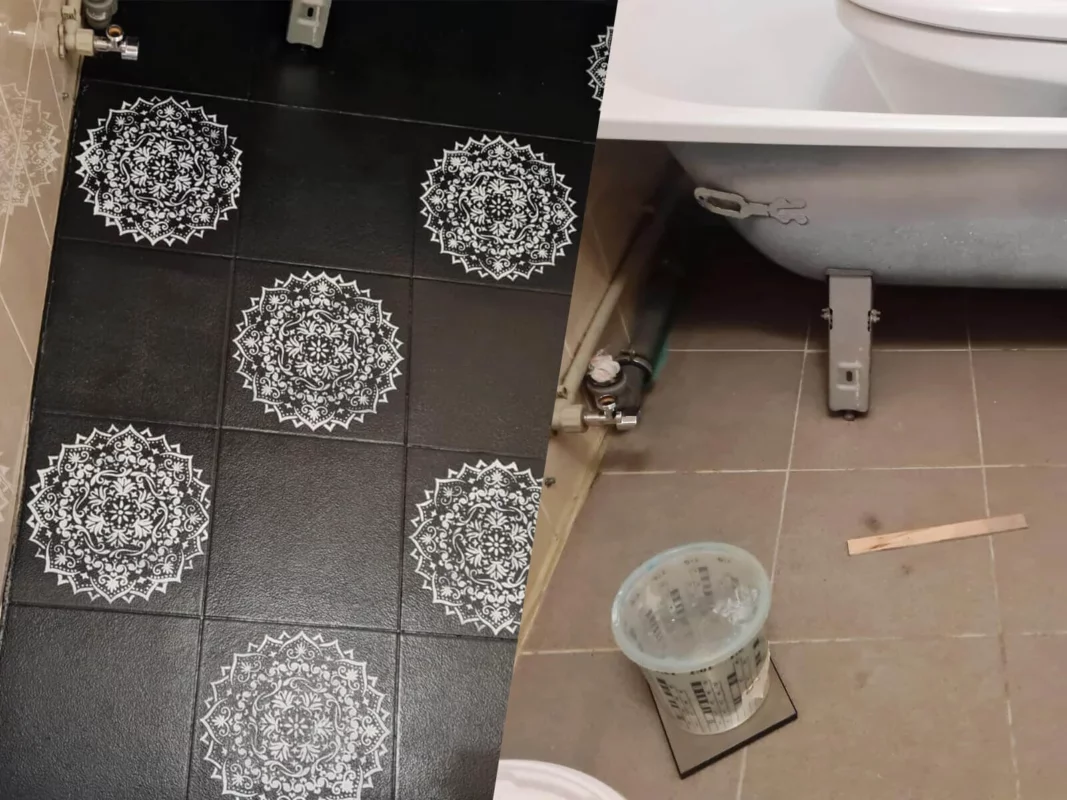 Kā piešķirt otro elpu vecajām grīdas flīzēm vannas istabā?