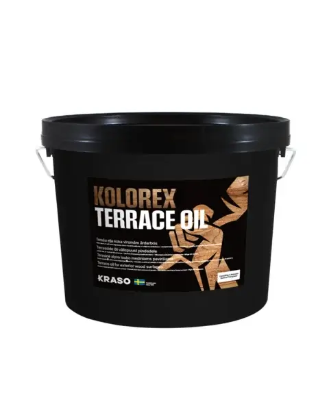 KRASO Kolorex Terrace Oil terases eļļa. A black bucket with a white label.