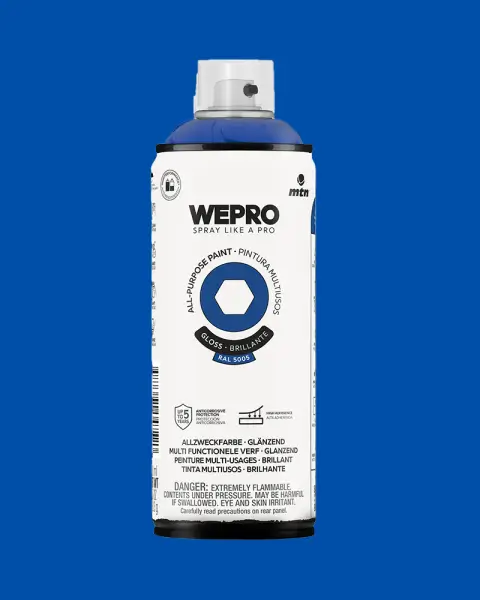 MTN WEPRO Peinture universelle en aérosol | Bleu magique RAL 5005 | Peinture à séchage rapide et à longue durée de vie