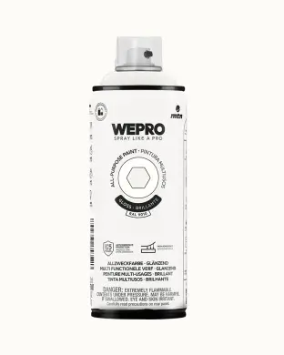 Uniwersalna farba w sprayu Montana WEPRO | Gwiezdna biel RAL 9010 | Szybkoschnący, długotrwały kolor