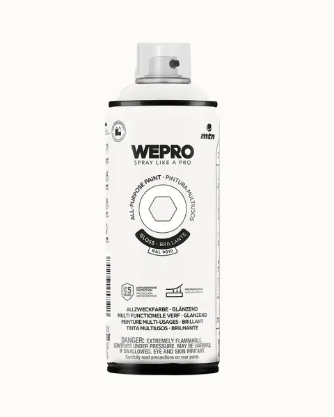 Uniwersalna farba w sprayu Montana WEPRO | Gwiezdna biel RAL 9010 | Szybkoschnący, długotrwały kolor