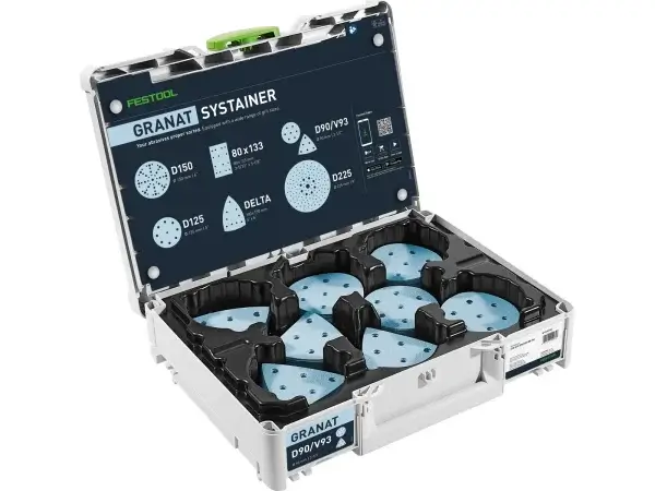 Festool Šlifavimo priemonių Systainer³ D90/V93 GR Granat P60-P180 (578196)